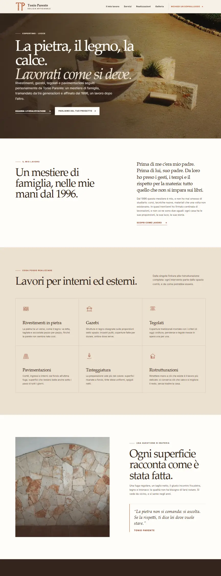 La home page di Tonio Parente